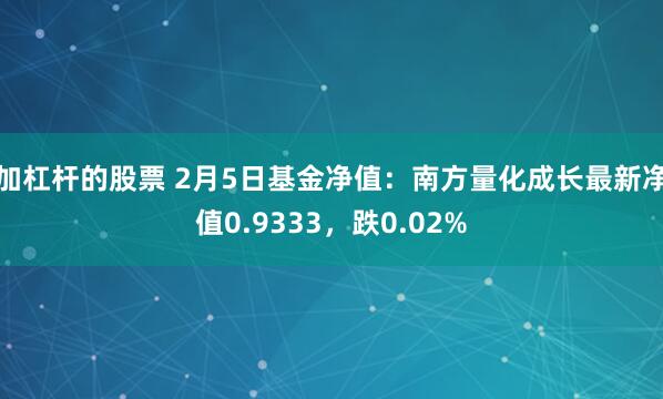 加杠杆的股票 2月5日基金净值：南方量化成长最新净值0.9333，跌0.02%