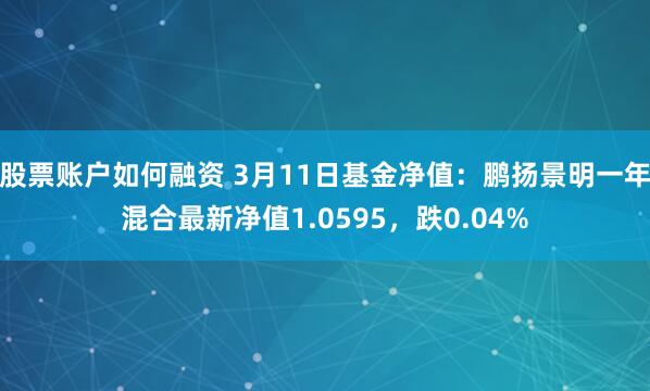 股票账户如何融资 3月11日基金净值：鹏扬景明一年混合最新净值1.0595，跌0.04%